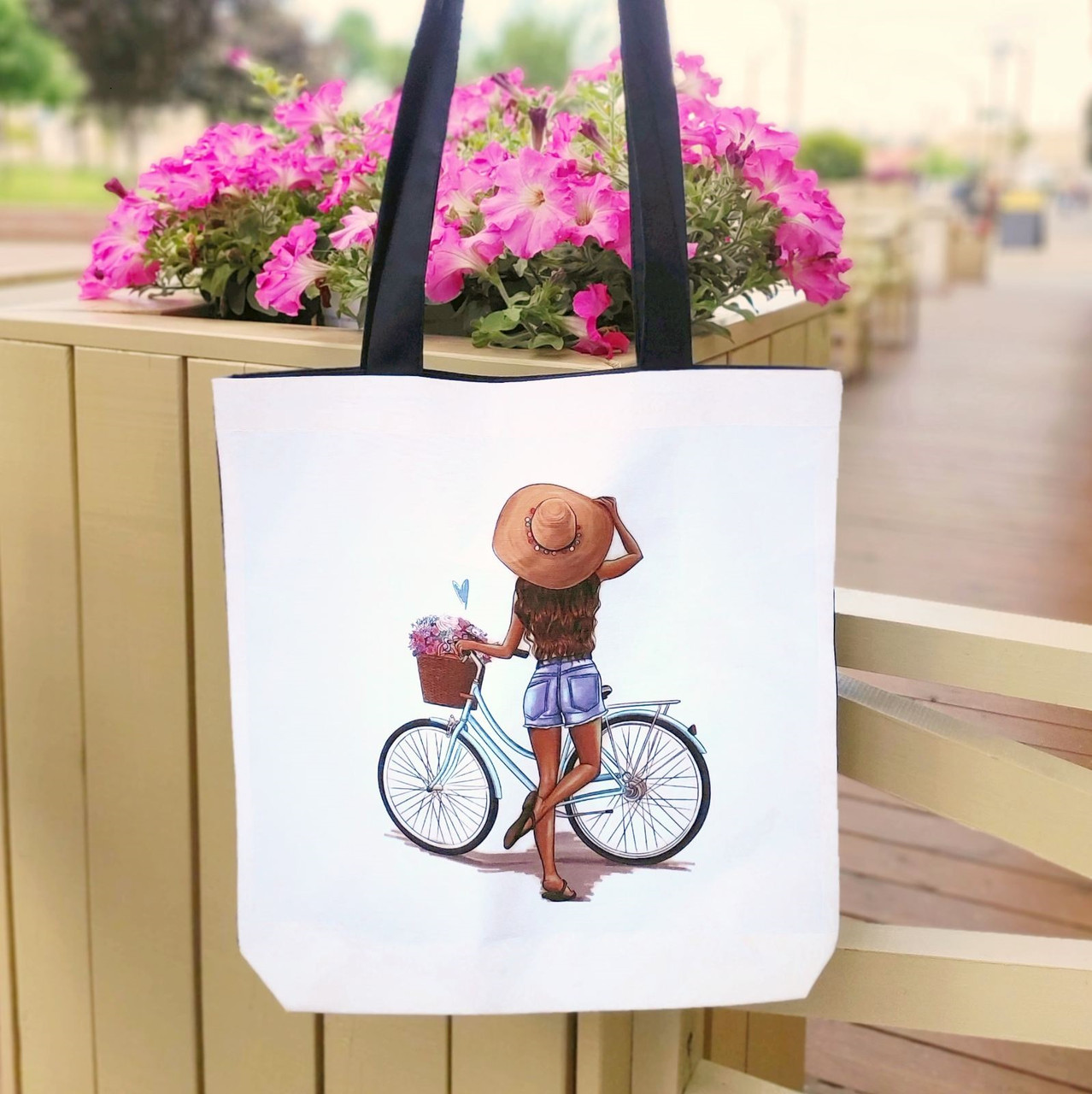 СУМКИ (ШОПЕРЫ): Сумка (шопер) для сублимации, черно/белая. 35х40см. (внутренний карман). Материал ДАВЕКС.