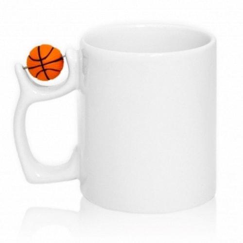 КРУЖКИ ДЛЯ СУБЛИМАЦИИ: Кружка белая с баскетбольным мячом на ручке 330 мл