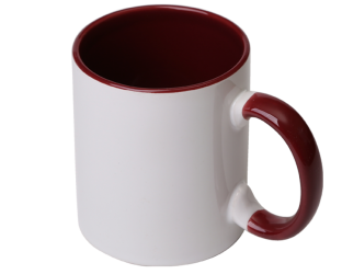 КРУЖКИ ДЛЯ СУБЛИМАЦИИ: Кружка внутри и ручка цветные БОРДОВАЯ 330мл