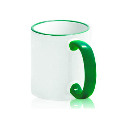 КРУЖКИ ДЛЯ СУБЛИМАЦИИ: Кружка ободок и ручка ЗЕЛЕНАЯ 330мл