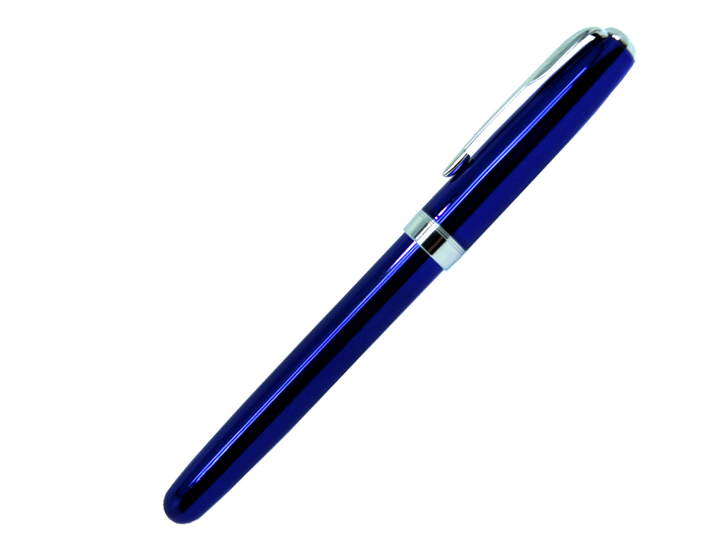 синий: Ручка роллер, металл, синий/серебро, BLUE KING