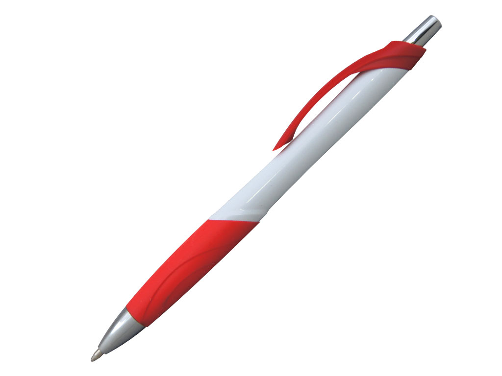 белый: Ручка шариковая, пластик, белый/красный