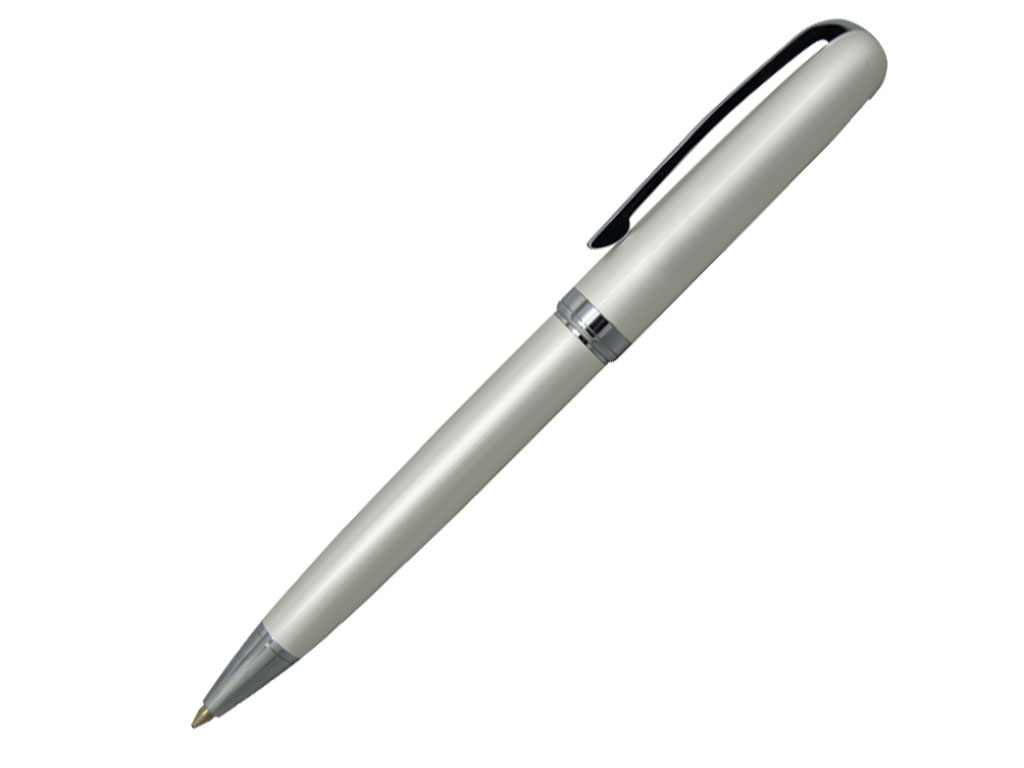 белый: Ручка шариковая, металл, белый/серебро, КОНСУЛ